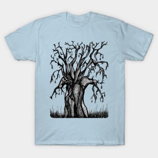 Blue Baobab Artistic Line Drawing T-Shirt